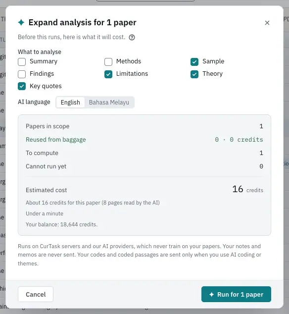 What to analyse and the AI language