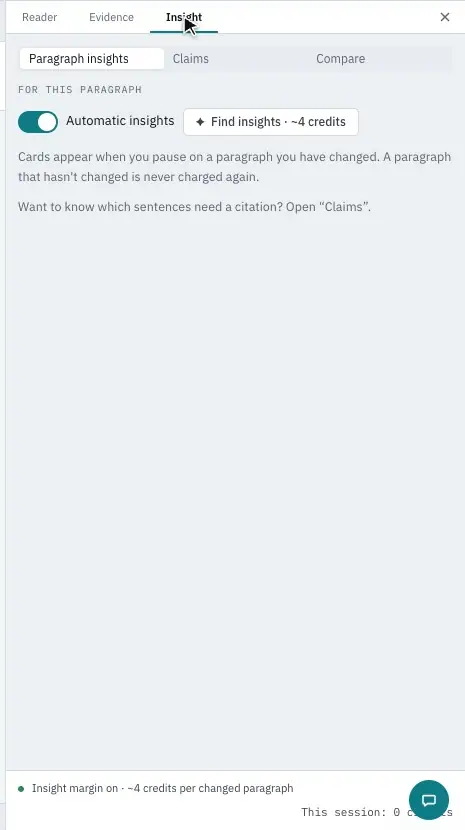 Choosing the Claims view in the Insight tab