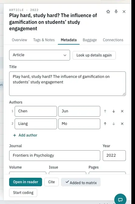 The switch on the Metadata tab