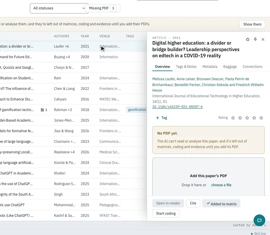 The Cite button in a paper's details