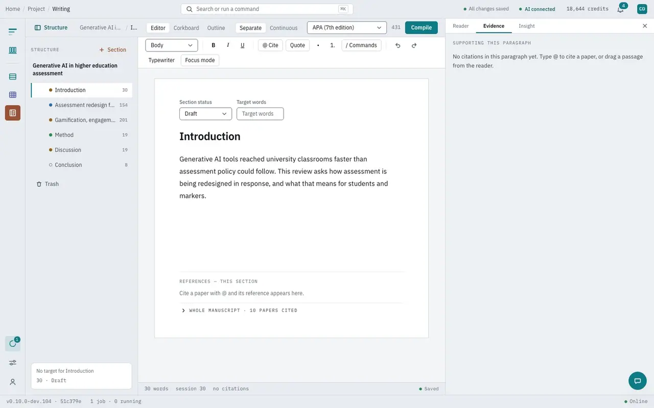Pressing Compile at the top of the Writing lens
