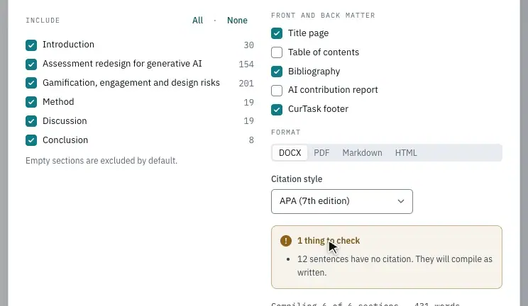 Compile DOCX, then Download