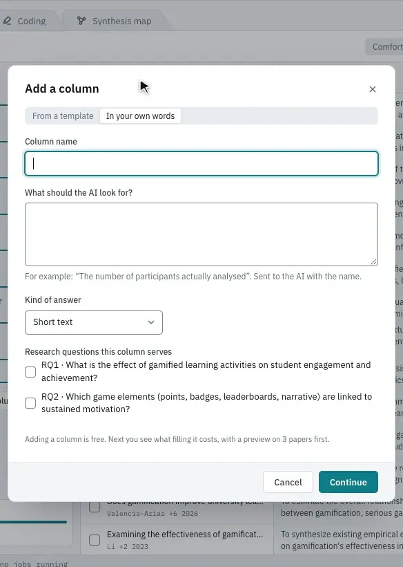 Typing the column name