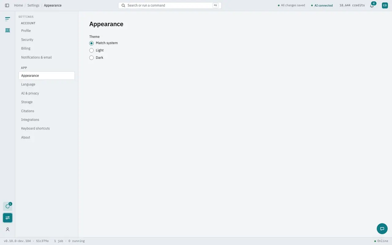 The Profile page in Settings, with the Your data section