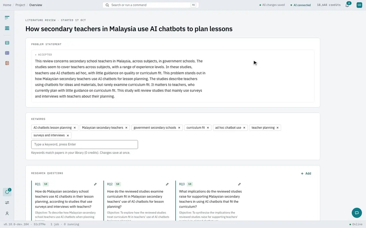 Switching from Library to Analysis to Writing in a project