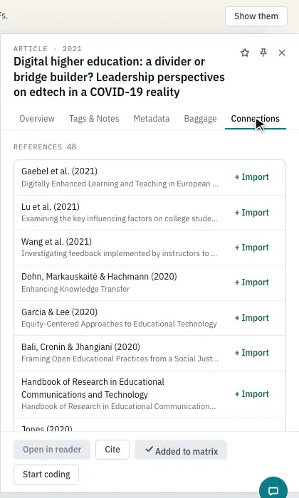 Scrolling from References to Cited by