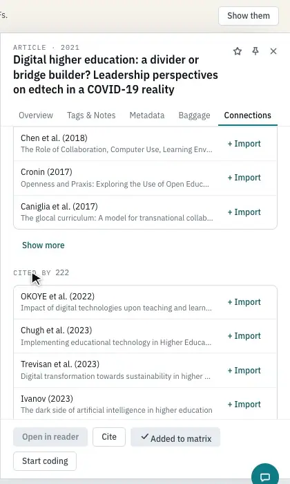 The + Import button beside a reference