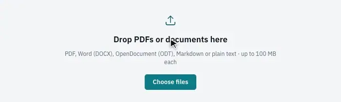 The drop area and the Choose files button