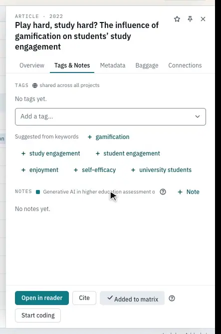 The Metadata tab