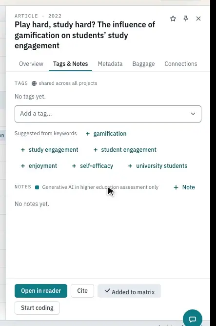 Choosing Note and typing