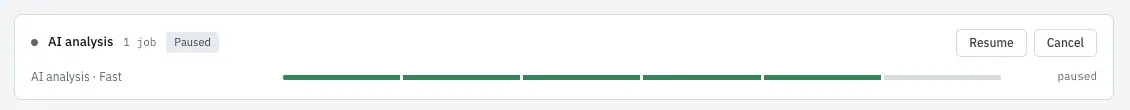 A job's progress bar and its speed