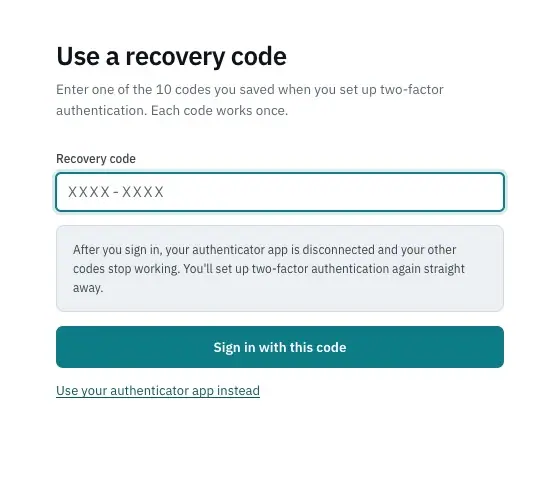 Use a recovery code