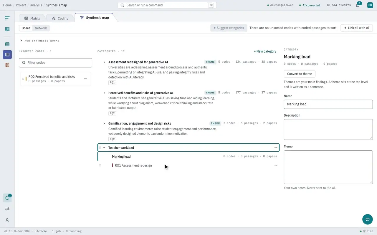 Selecting a category and choosing Convert to theme