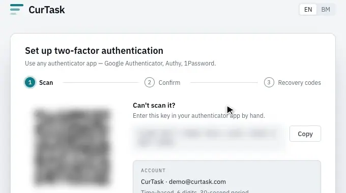 Enter the code from your app